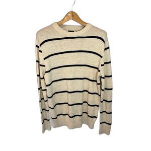 J Crew men’s striped cotton sweater size M preppy old money nautical neutral